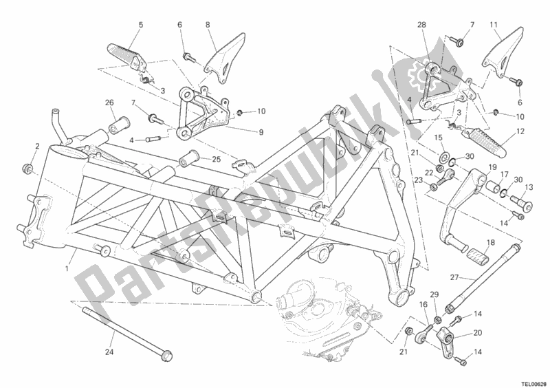 All parts for the Frame of the Ducati Superbike 848 EVO USA 2011